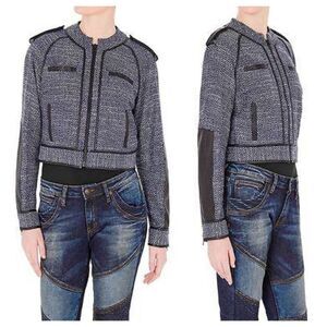 SASS & BIDE There & Back "Oh Yes" Gray Fitted Crop Motorcycle Jacket Siz…